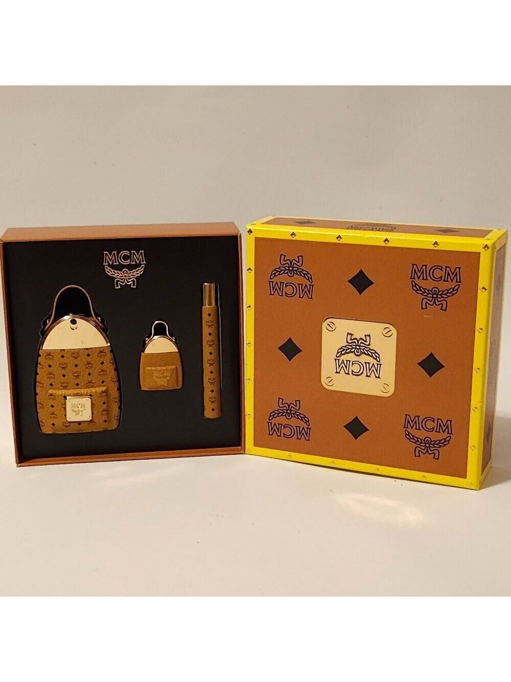 Michael Cromer Munich MCM Gift Set 3 Piece Roller Ball BNIP Cognac Viseto laurel